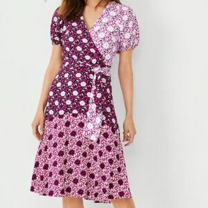 NWOT Ann Taylor Midi Short Sleeve Purple Dress
